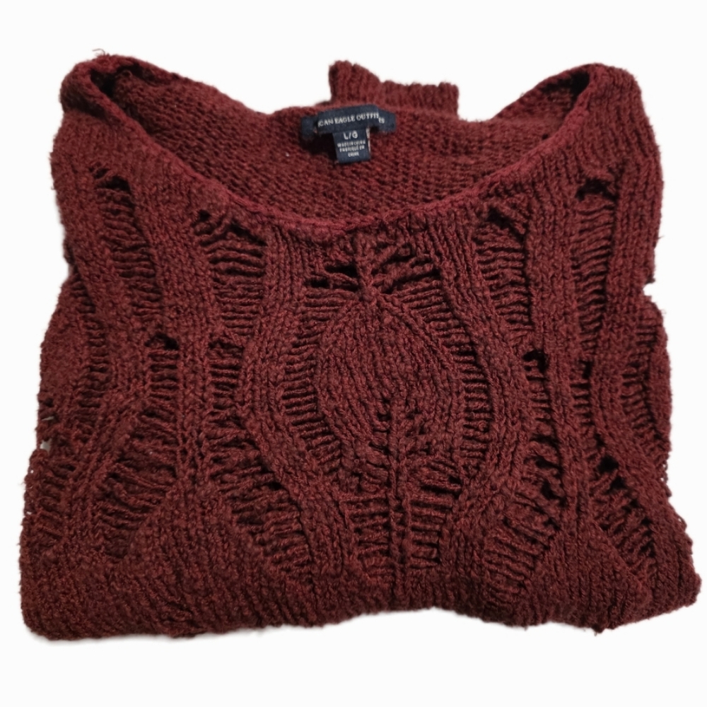 American Eagle Maroon Knit Sweater